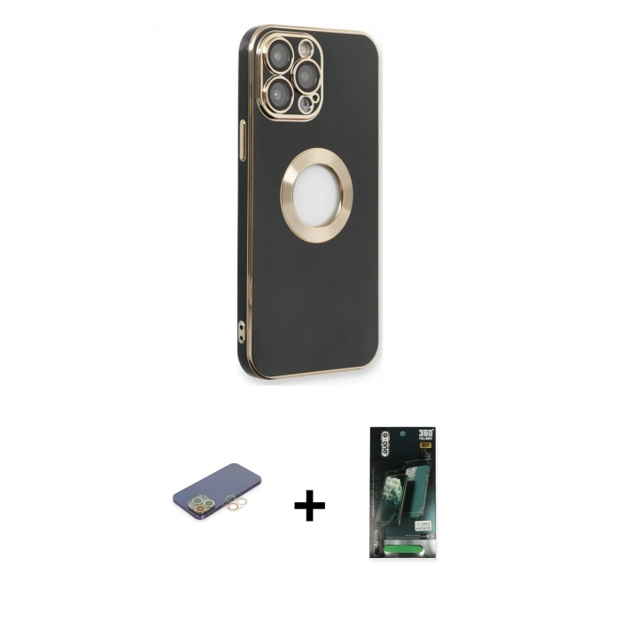 MARSİLYAN™- iPhone 13 Pro Kılıf İz Form Serisi - Şeffaf 360 Full Body Arka Koruyucu + Renkli Kamera Lens Koruma Cam - SI