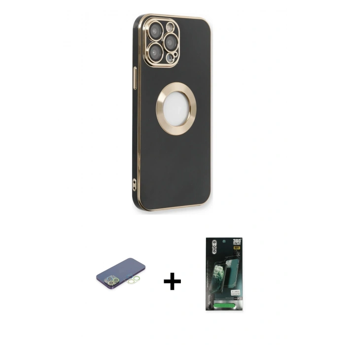 MARSİLYAN™- iPhone 13 Pro Kılıf İz Form Serisi - Şeffaf 360 Full Body Arka Koruyucu + Renkli Kamera Lens Koruma Cam - YL