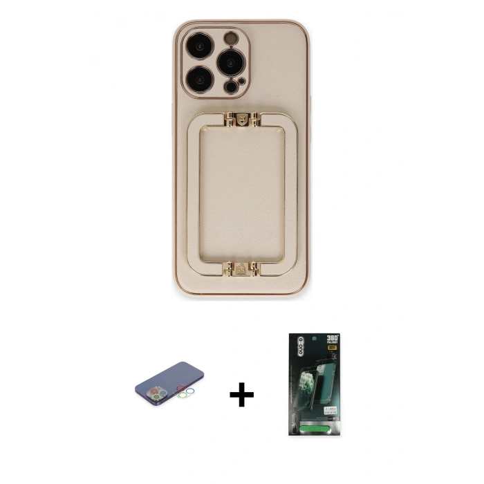 MARSİLYAN™- iPhone 13 Pro Kılıf Kozmos Minimal Prime - Şeffaf 360 Full Body Arka Koruyucu + Renkli Kamera Lens Koruma Cam - MI