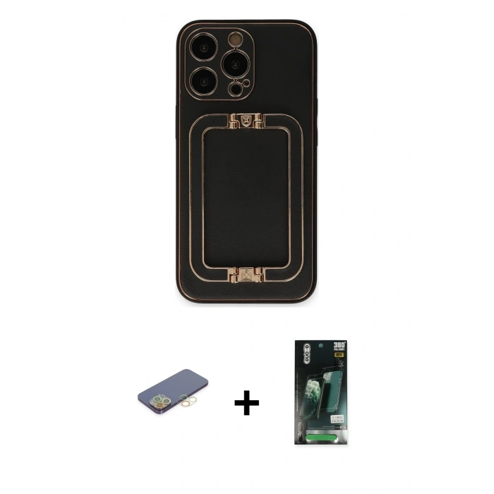 MARSİLYAN™- iPhone 13 Pro Kılıf Kozmos Minimal Prime - Şeffaf 360 Full Body Arka Koruyucu + Renkli Kamera Lens Koruma Cam - SI