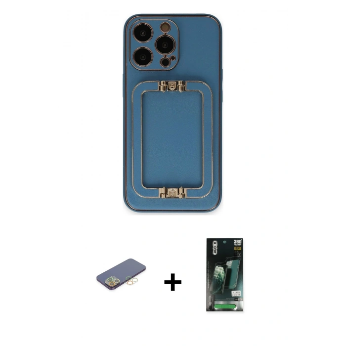MARSİLYAN™- iPhone 13 Pro Kılıf Kozmos Minimal Prime - Şeffaf 360 Full Body Arka Koruyucu + Renkli Kamera Lens Koruma Cam - SI