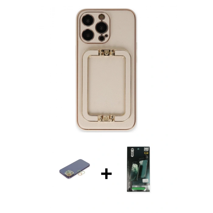 MARSİLYAN™- iPhone 13 Pro Kılıf Kozmos Minimal Prime - Şeffaf 360 Full Body Arka Koruyucu + Renkli Kamera Lens Koruma Cam - SI