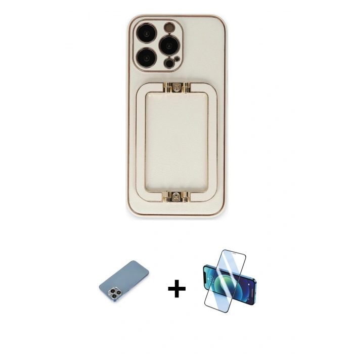 MARSİLYAN™- iPhone 13 Pro Kılıf Kozmos Minimal Prime - Siyah 3D Antistatik Seramik Nano Ekran Koruyucu + Shine Kamera Lens Koruma Cam - GI