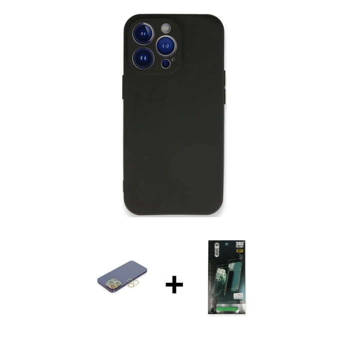 MARSİLYAN™- iPhone 13 Pro Kılıf Kozmos Yansıma Özel Seri - Şeffaf 360 Full Body Arka Koruyucu + Renkli Kamera Lens Koruma Cam - SI