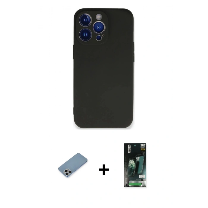 MARSİLYAN™- iPhone 13 Pro Kılıf Kozmos Yansıma Özel Seri - Şeffaf 360 Full Body Arka Koruyucu + Shine Kamera Lens Koruma Cam - GI
