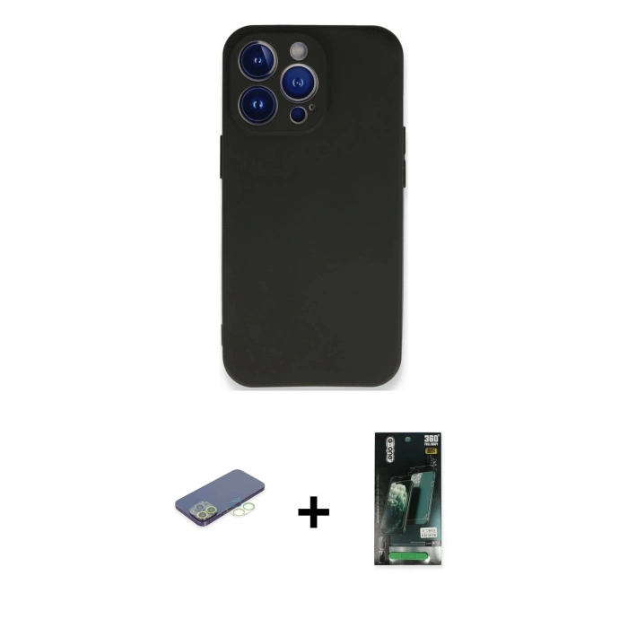 MARSİLYAN™- iPhone 13 Pro Kılıf Kozmos Yansıma Özel Seri - Şeffaf 360 Full Body Arka Koruyucu + Renkli Kamera Lens Koruma Cam - YL
