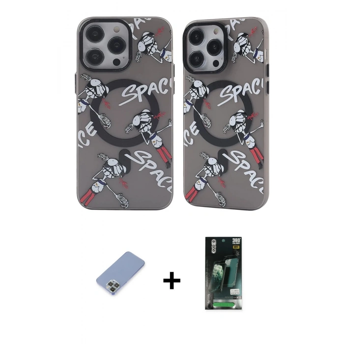 MARSİLYAN™- iPhone 13 Pro Kılıf Nova Doku Koleksiyonu - Şeffaf 360 Full Body Arka Koruyucu + Metal Kamera Lens Koruma Cam - KUYL
