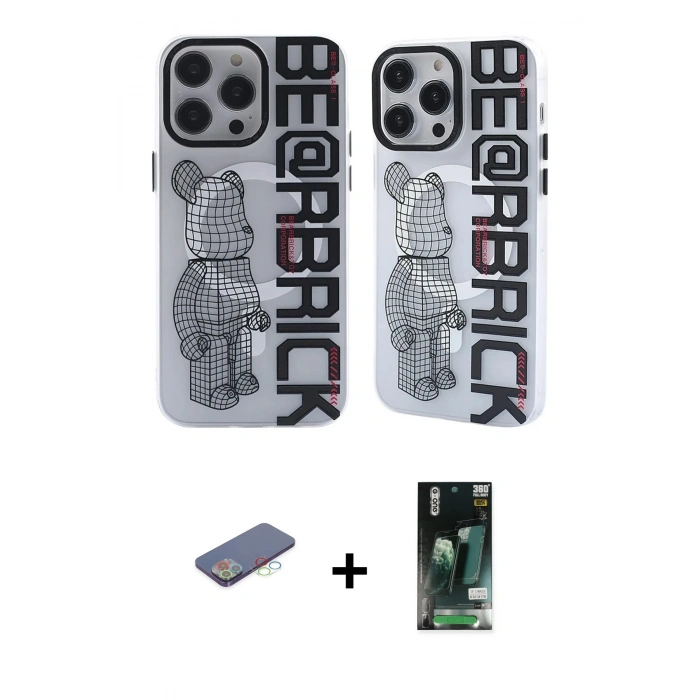 MARSİLYAN™- iPhone 13 Pro Kılıf Nova Doku Koleksiyonu - Şeffaf 360 Full Body Arka Koruyucu + Renkli Kamera Lens Koruma Cam - MI