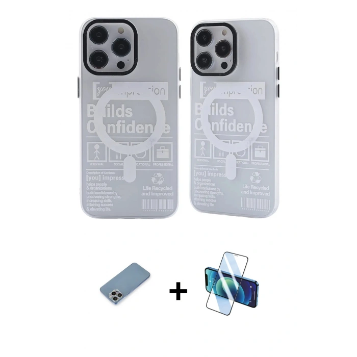 MARSİLYAN™- iPhone 13 Pro Kılıf Nova Doku Koleksiyonu - Siyah 3D Antistatik Seramik Nano Ekran Koruyucu + Shine Kamera Lens Koruma Cam - GI
