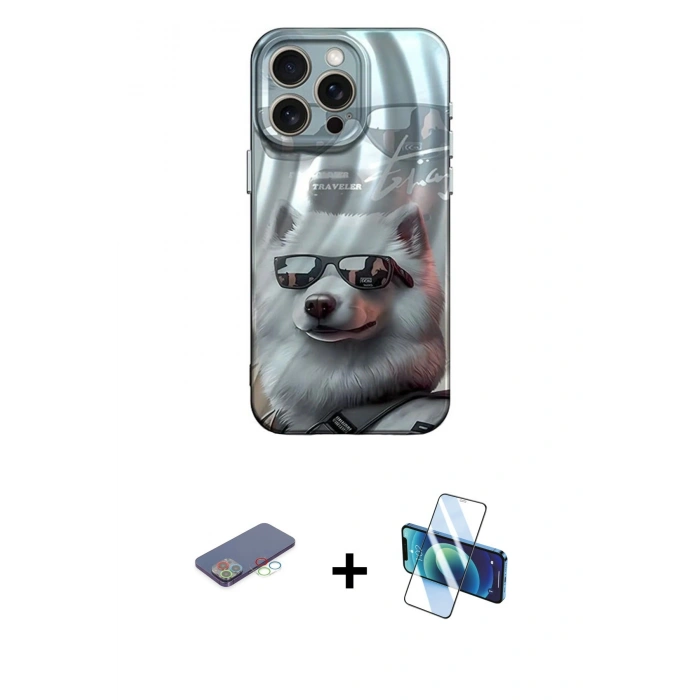 MARSİLYAN™- iPhone 13 Pro Kılıf Nova Doku Prime - Siyah 3D Antistatik Seramik Nano Ekran Koruyucu + Renkli Kamera Lens Koruma Cam - MI