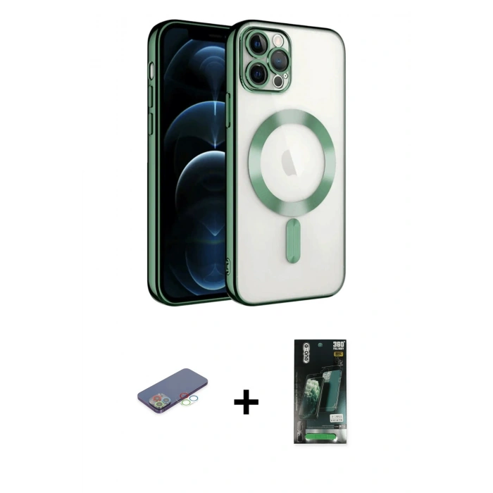 MARSİLYAN™- iPhone 13 Pro Kılıf Nova Işık Özel Seri - Şeffaf 360 Full Body Arka Koruyucu + Renkli Kamera Lens Koruma Cam - MI