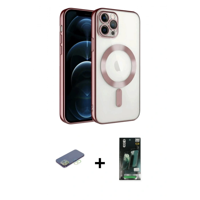 MARSİLYAN™- iPhone 13 Pro Kılıf Nova Işık Özel Seri - Şeffaf 360 Full Body Arka Koruyucu + Renkli Kamera Lens Koruma Cam - YL
