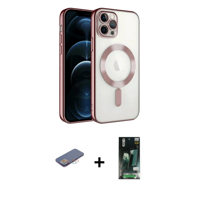 MARSİLYAN™- iPhone 13 Pro Kılıf Nova Işık Özel Seri - Şeffaf 360 Full Body Arka Koruyucu + Renkli Kamera Lens Koruma Cam - PE