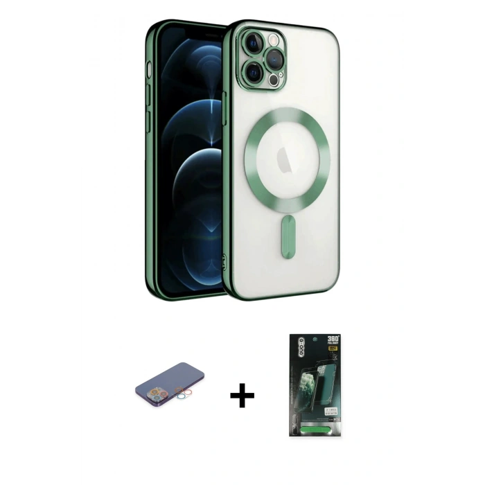 MARSİLYAN™- iPhone 13 Pro Kılıf Nova Işık Özel Seri - Şeffaf 360 Full Body Arka Koruyucu + Renkli Kamera Lens Koruma Cam - PE
