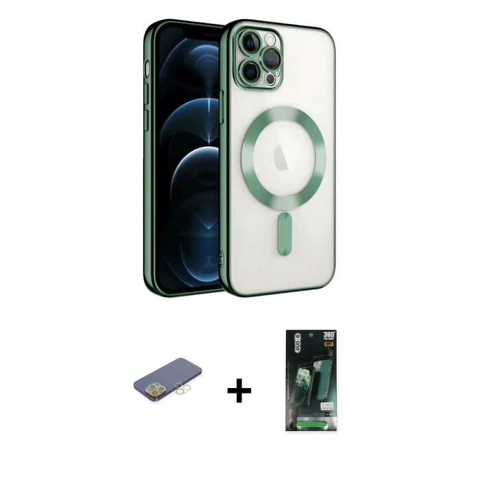 MARSİLYAN™- iPhone 13 Pro Kılıf Nova Işık Özel Seri - Şeffaf 360 Full Body Arka Koruyucu + Renkli Kamera Lens Koruma Cam - SI