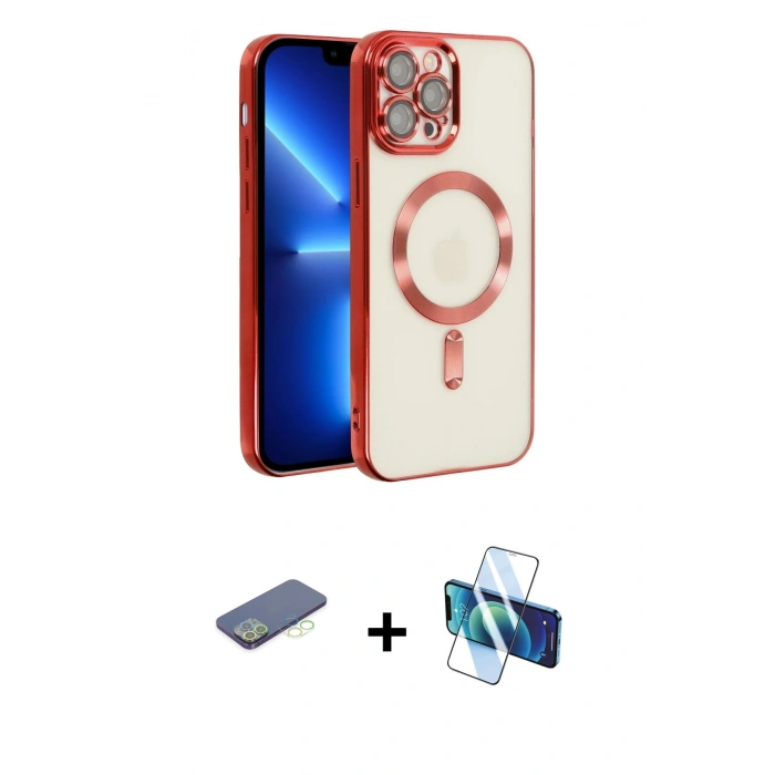 MARSİLYAN™- iPhone 13 Pro Kılıf Nova Işık Özel Seri - Siyah 3D Antistatik Seramik Nano Ekran Koruyucu + Renkli Kamera Lens Koruma Cam - YL