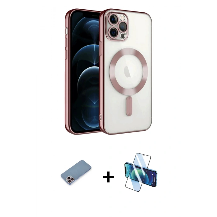 MARSİLYAN™- iPhone 13 Pro Kılıf Nova Işık Özel Seri - Siyah 3D Antistatik Seramik Nano Ekran Koruyucu + Shine Kamera Lens Koruma Cam - PE