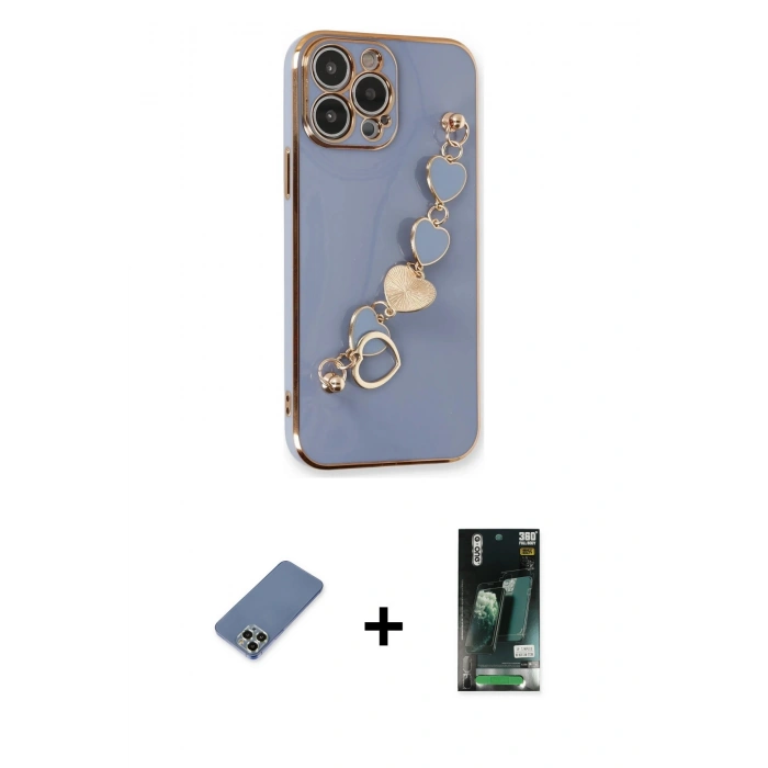 MARSİLYAN™- iPhone 13 Pro Kılıf Nova Işık Prime - Şeffaf 360 Full Body Arka Koruyucu + Metal Kamera Lens Koruma Cam - AKYL