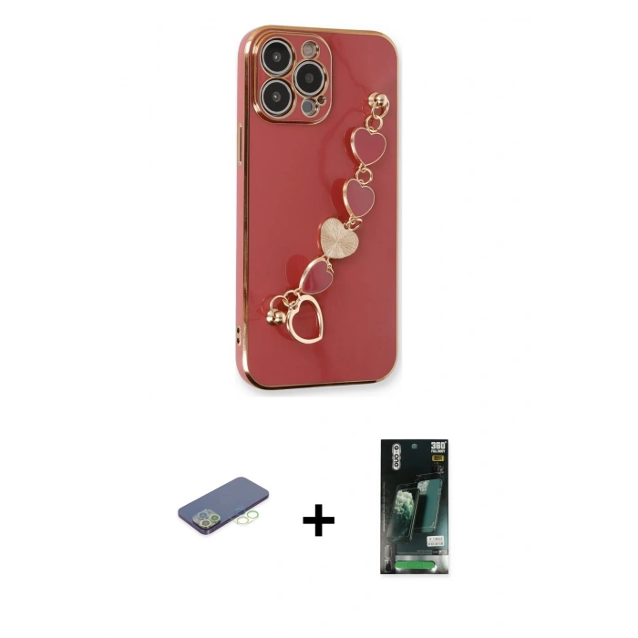 MARSİLYAN™- iPhone 13 Pro Kılıf Nova Işık Prime - Şeffaf 360 Full Body Arka Koruyucu + Renkli Kamera Lens Koruma Cam - YL