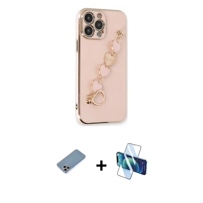 MARSİLYAN™- iPhone 13 Pro Kılıf Nova Işık Prime - Siyah 3D Antistatik Seramik Nano Ekran Koruyucu + Shine Kamera Lens Koruma Cam - GI