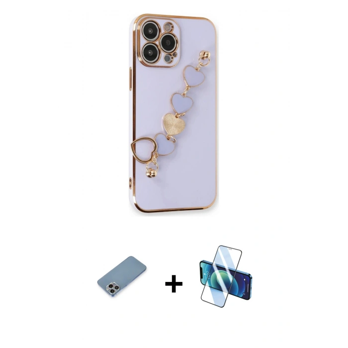 MARSİLYAN™- iPhone 13 Pro Kılıf Nova Işık Prime - Siyah 3D Antistatik Seramik Nano Ekran Koruyucu + Shine Kamera Lens Koruma Cam - GI