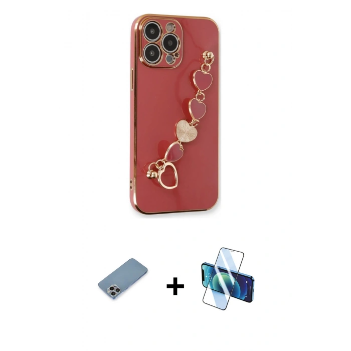 MARSİLYAN™- iPhone 13 Pro Kılıf Nova Işık Prime - Siyah 3D Antistatik Seramik Nano Ekran Koruyucu + Shine Kamera Lens Koruma Cam - GI