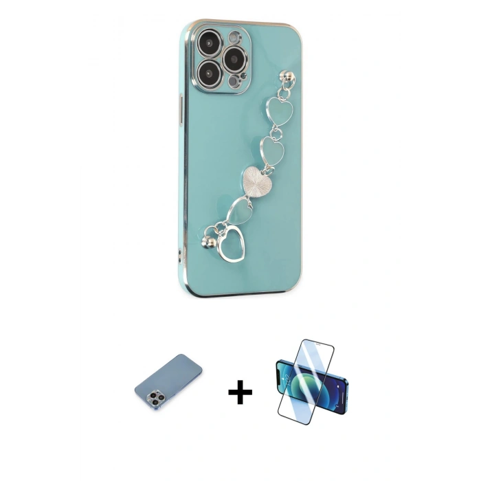 MARSİLYAN™- iPhone 13 Pro Kılıf Nova Işık Prime - Siyah 3D Antistatik Seramik Nano Ekran Koruyucu + Shine Kamera Lens Koruma Cam - GI