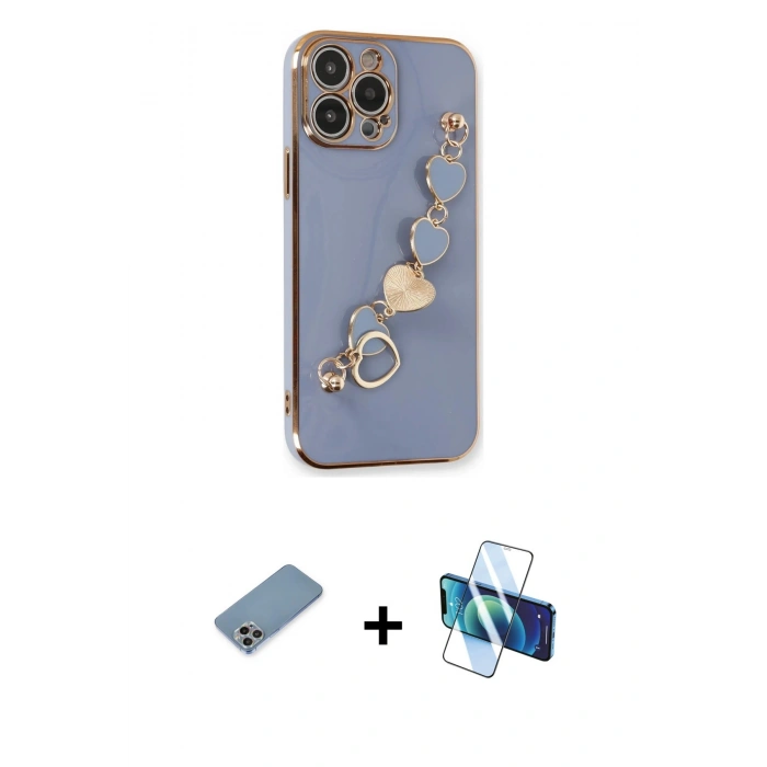MARSİLYAN™- iPhone 13 Pro Kılıf Nova Işık Prime - Siyah 3D Antistatik Seramik Nano Ekran Koruyucu + Shine Kamera Lens Koruma Cam - GI