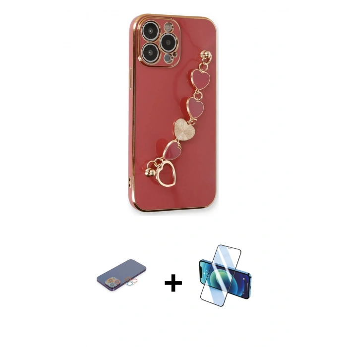 MARSİLYAN™- iPhone 13 Pro Kılıf Nova Işık Prime - Siyah 3D Antistatik Seramik Nano Ekran Koruyucu + Renkli Kamera Lens Koruma Cam - PE