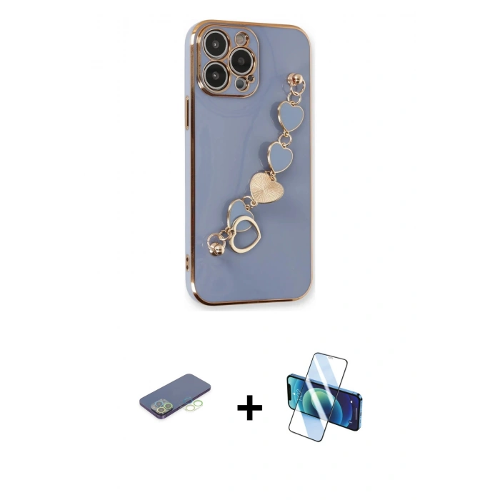 MARSİLYAN™- iPhone 13 Pro Kılıf Nova Işık Prime - Siyah 3D Antistatik Seramik Nano Ekran Koruyucu + Renkli Kamera Lens Koruma Cam - YL