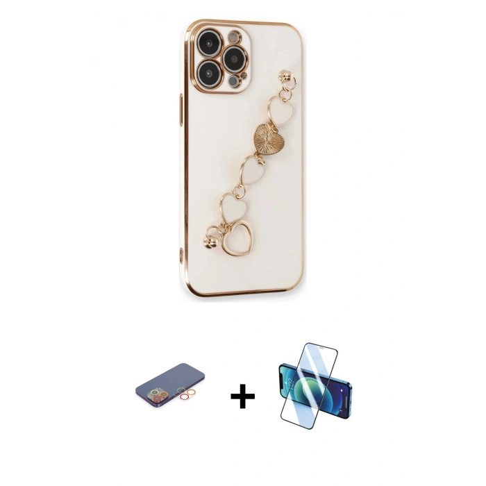 MARSİLYAN™- iPhone 13 Pro Kılıf Nova Işık Prime - Siyah 3D Antistatik Seramik Nano Ekran Koruyucu + Renkli Kamera Lens Koruma Cam - TU