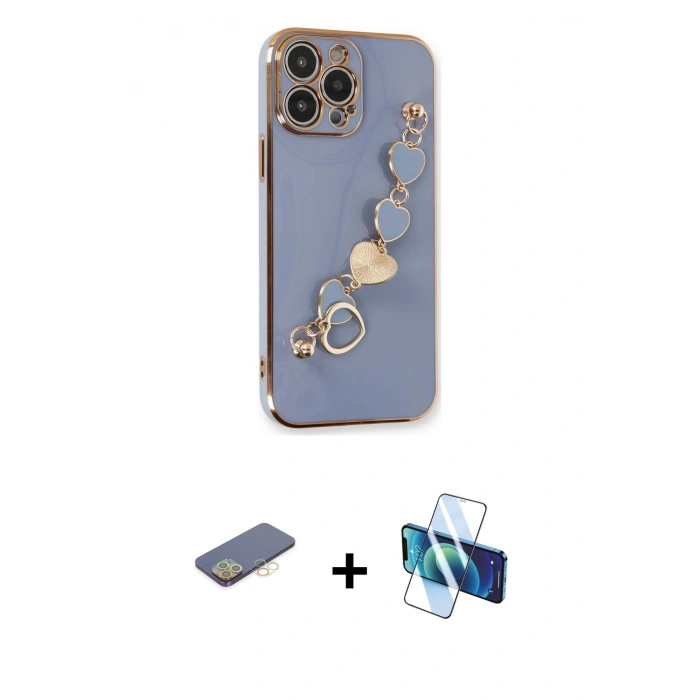 MARSİLYAN™- iPhone 13 Pro Kılıf Nova Işık Prime - Siyah 3D Antistatik Seramik Nano Ekran Koruyucu + Renkli Kamera Lens Koruma Cam - SI
