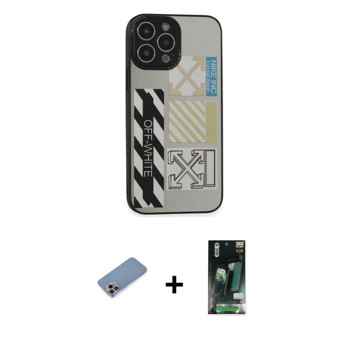 MARSİLYAN™- iPhone 13 Pro Kılıf Odak Klasik Serisi - Şeffaf 360 Full Body Arka Koruyucu + Shine Kamera Lens Koruma Cam - PE