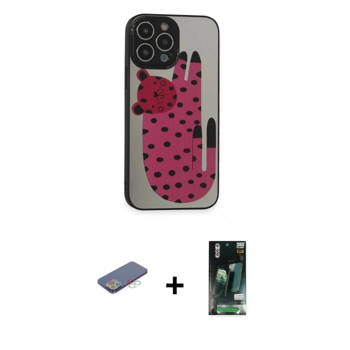 MARSİLYAN™- iPhone 13 Pro Kılıf Odak Klasik Serisi - Şeffaf 360 Full Body Arka Koruyucu + Renkli Kamera Lens Koruma Cam - MI
