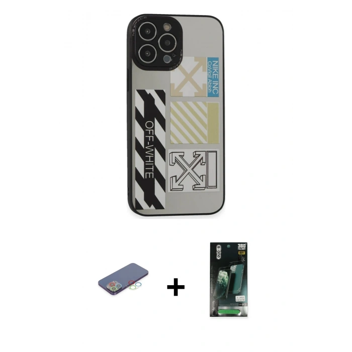 MARSİLYAN™- iPhone 13 Pro Kılıf Odak Klasik Serisi - Şeffaf 360 Full Body Arka Koruyucu + Renkli Kamera Lens Koruma Cam - MI