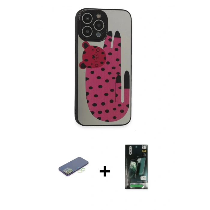MARSİLYAN™- iPhone 13 Pro Kılıf Odak Klasik Serisi - Şeffaf 360 Full Body Arka Koruyucu + Renkli Kamera Lens Koruma Cam - YL