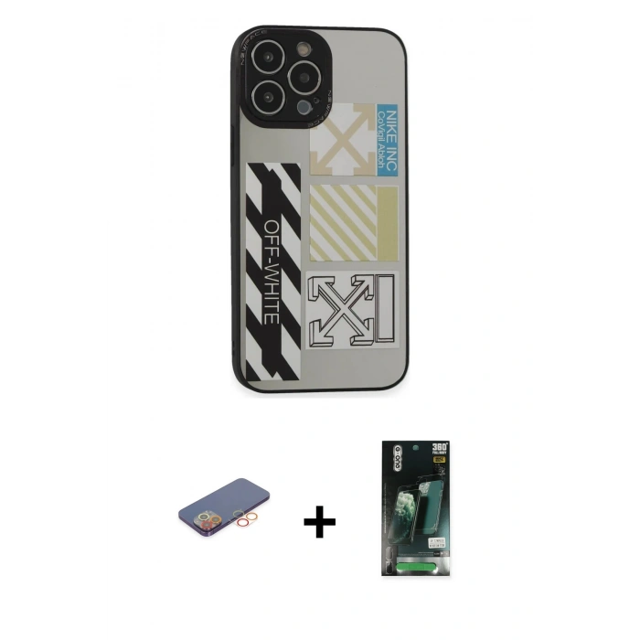 MARSİLYAN™- iPhone 13 Pro Kılıf Odak Klasik Serisi - Şeffaf 360 Full Body Arka Koruyucu + Renkli Kamera Lens Koruma Cam - TU
