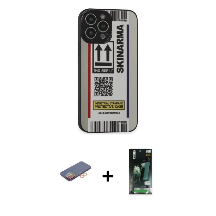 MARSİLYAN™- iPhone 13 Pro Kılıf Odak Klasik Serisi - Şeffaf 360 Full Body Arka Koruyucu + Renkli Kamera Lens Koruma Cam - TU