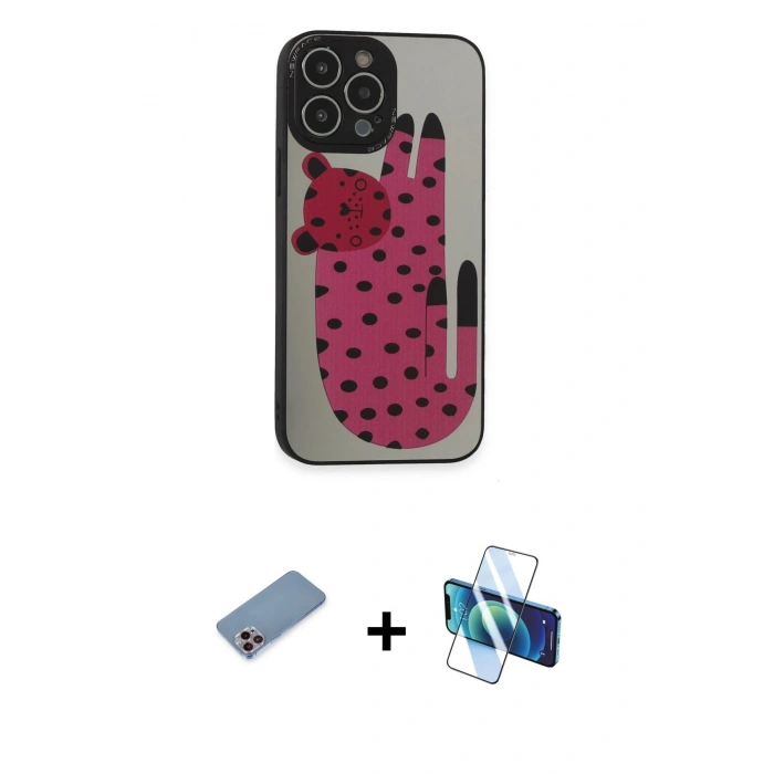 MARSİLYAN™- iPhone 13 Pro Kılıf Odak Klasik Serisi - Siyah 3D Antistatik Seramik Nano Ekran Koruyucu + Shine Kamera Lens Koruma Cam - PE