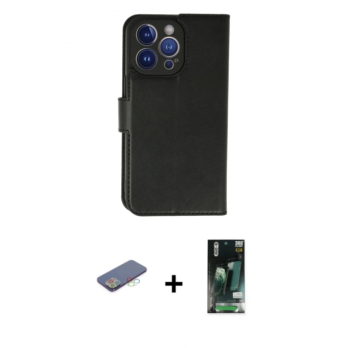MARSİLYAN™- iPhone 13 Pro Kılıf Siluet Işık Serisi - Şeffaf 360 Full Body Arka Koruyucu + Renkli Kamera Lens Koruma Cam - MI