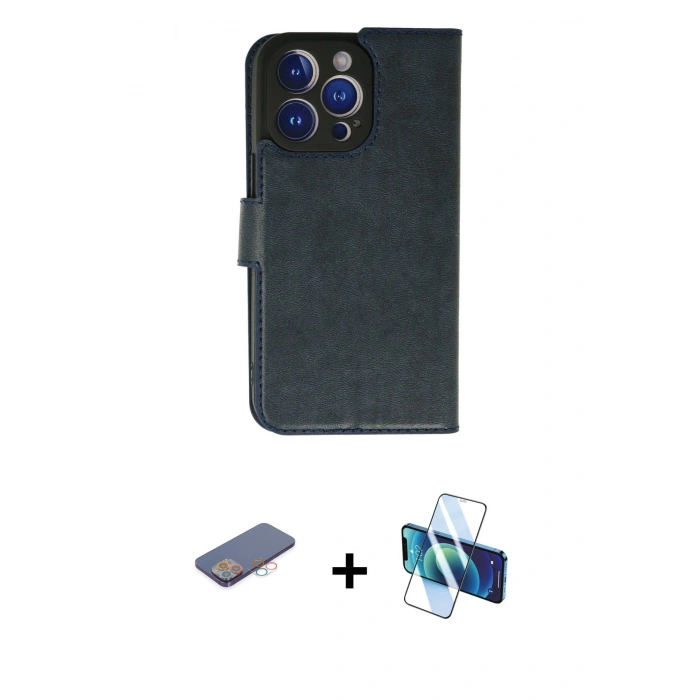 MARSİLYAN™- iPhone 13 Pro Kılıf Siluet Işık Serisi - Siyah 3D Antistatik Seramik Nano Ekran Koruyucu + Renkli Kamera Lens Koruma Cam - PE