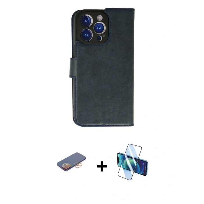 MARSİLYAN™- iPhone 13 Pro Kılıf Siluet Işık Serisi - Siyah 3D Antistatik Seramik Nano Ekran Koruyucu + Renkli Kamera Lens Koruma Cam - TU