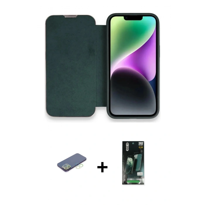 MARSİLYAN™- iPhone 13 Pro Kılıf Siluet Minimal Serisi - Şeffaf 360 Full Body Arka Koruyucu + Renkli Kamera Lens Koruma Cam - YL