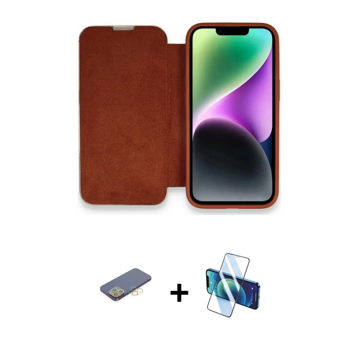 MARSİLYAN™- iPhone 13 Pro Kılıf Siluet Minimal Serisi - Siyah 3D Antistatik Seramik Nano Ekran Koruyucu + Renkli Kamera Lens Koruma Cam - SI