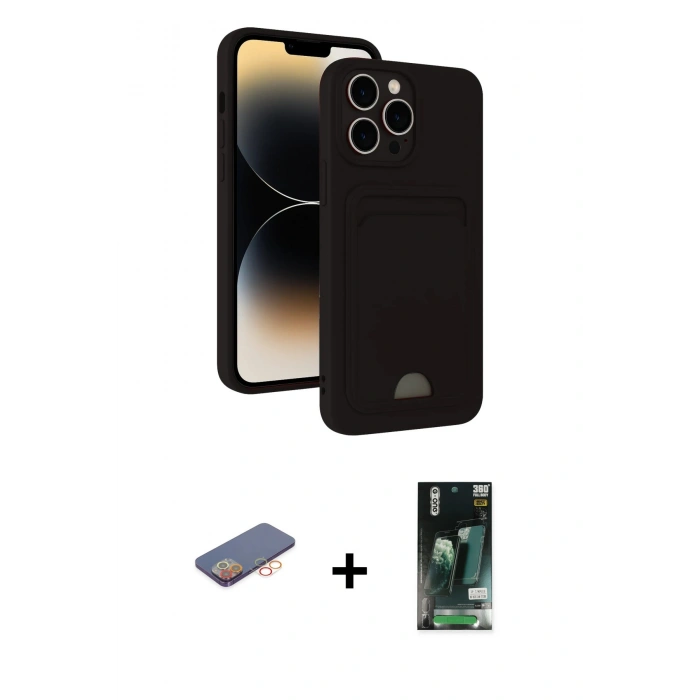 MARSİLYAN™- iPhone 13 Pro Kılıf Vadi Çizgi Prime - Şeffaf 360 Full Body Arka Koruyucu + Renkli Kamera Lens Koruma Cam - TU