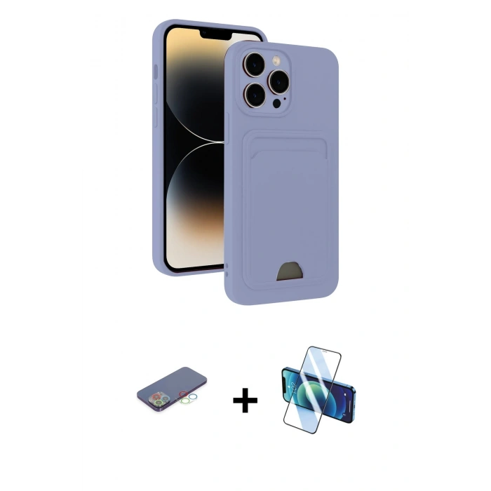 MARSİLYAN™- iPhone 13 Pro Kılıf Vadi Çizgi Prime - Siyah 3D Antistatik Seramik Nano Ekran Koruyucu + Renkli Kamera Lens Koruma Cam - MI
