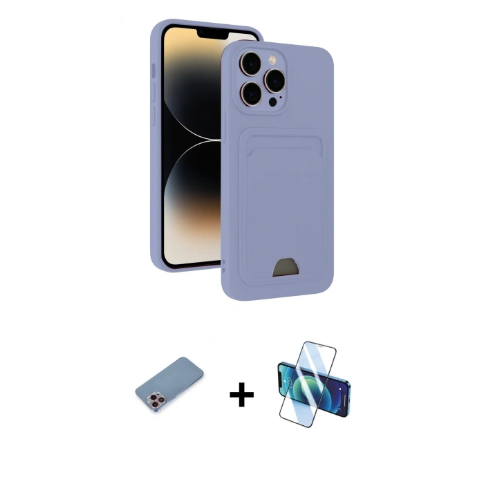 MARSİLYAN™- iPhone 13 Pro Kılıf Vadi Çizgi Prime - Siyah 3D Antistatik Seramik Nano Ekran Koruyucu + Shine Kamera Lens Koruma Cam - PE