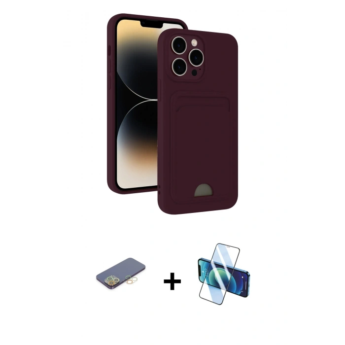 MARSİLYAN™- iPhone 13 Pro Kılıf Vadi Çizgi Prime - Siyah 3D Antistatik Seramik Nano Ekran Koruyucu + Renkli Kamera Lens Koruma Cam - SI