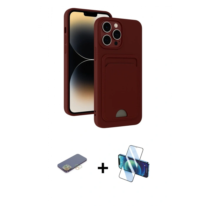 MARSİLYAN™- iPhone 13 Pro Kılıf Vadi Çizgi Prime - Siyah 3D Antistatik Seramik Nano Ekran Koruyucu + Renkli Kamera Lens Koruma Cam - SI