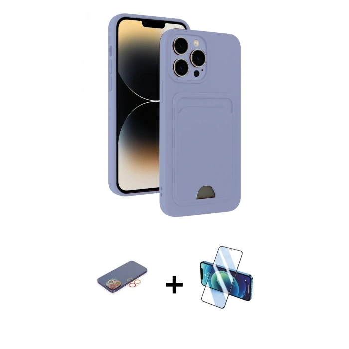 MARSİLYAN™- iPhone 13 Pro Kılıf Vadi Çizgi Prime - Siyah 3D Antistatik Seramik Nano Ekran Koruyucu + Renkli Kamera Lens Koruma Cam - TU